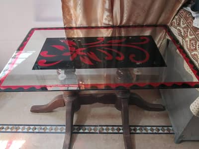 wooden glass dining table