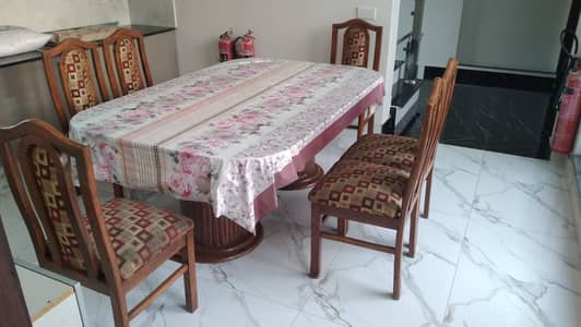 6 Seater Wooden Dining Table Set for Sale