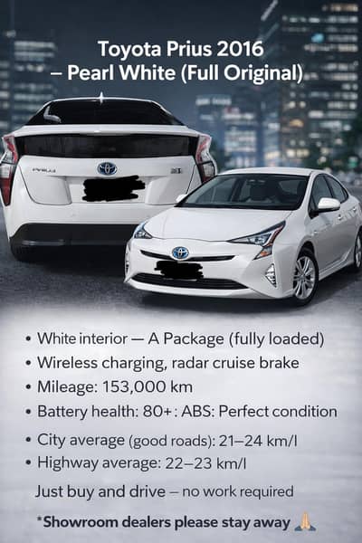 Toyota Prius 2016 A pkg Full Original (Pearl White)