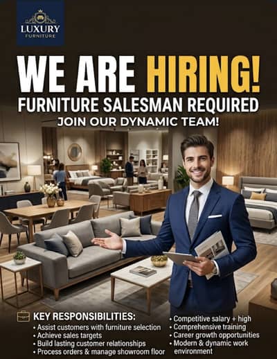 Sales Man required for furniture company