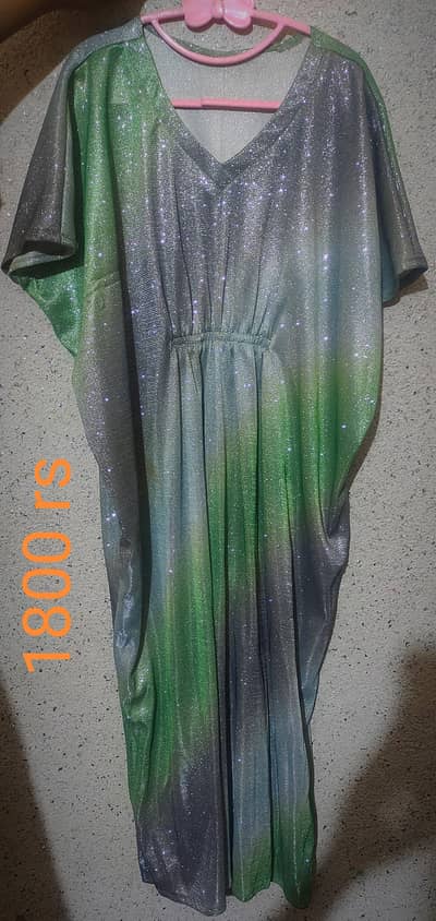 Moonlight stuff dress and silk green dress