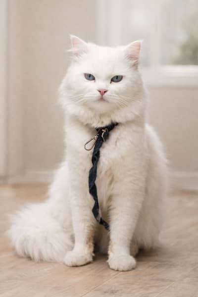 Beautiful White Persian Cat (Red Eye) for Sale – Healthy & Friendly