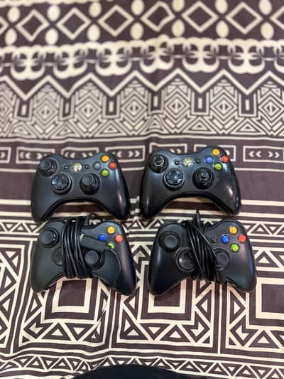 Xbox360 with 4 controllers 2 wired and 2 wireless+pxn v3 pro steering