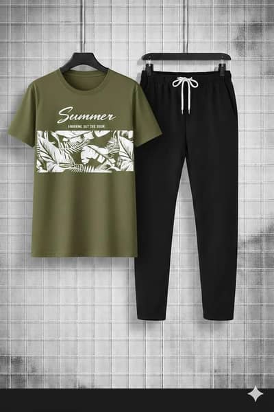 Summer Printed Micro Interlock Track Suit Green