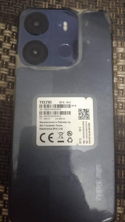 Good condition Tecno Pop 7 for sell