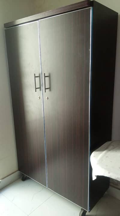 Wooden Wardrobe 2  Door - Good condition with wheels