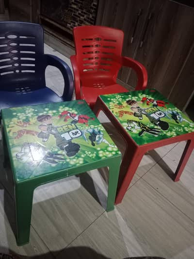 2 kids chairs and 2 kids tables