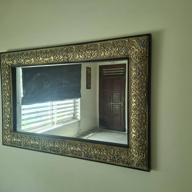 classy mirror with solid wood frame 0