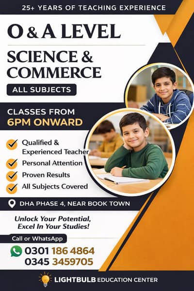 O/A Level Home Tuition – Science & Commerce