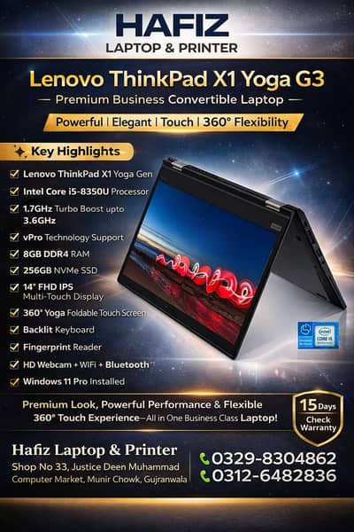 Lenovo Thinkpad X1 Yoga G3 I5 8th 8GB 256GB Lenovo x360 laptop