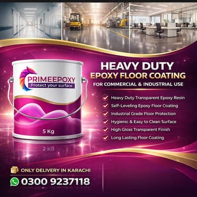 Heavy Duty Epoxy Floor Coating – High Gloss Transparent Finish