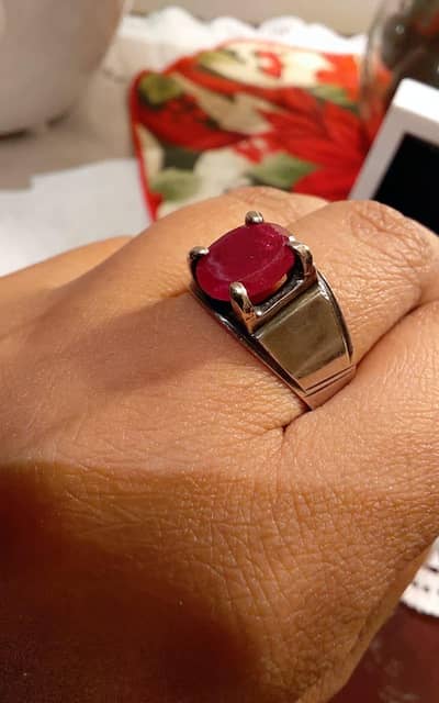 original ruby stone in silver  for ladies