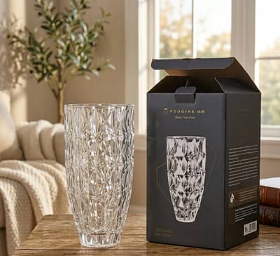 Crystal Glass Diamond-Cut Vase