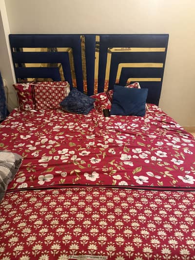 Blue Bed mattress with beautiful mirror