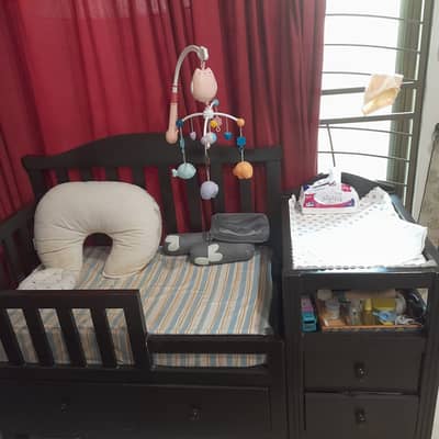 Baby cot wooden with side