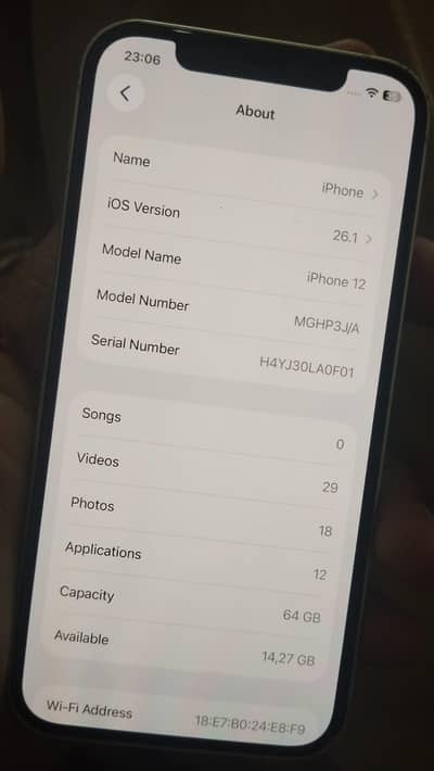 iphone12 White color 64 GB urgent  sale MDM park view location all oky