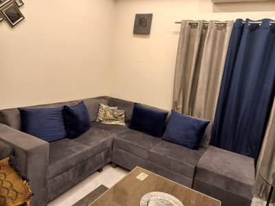 L shape sofa set with sette ( 3+2+1+1+sette)