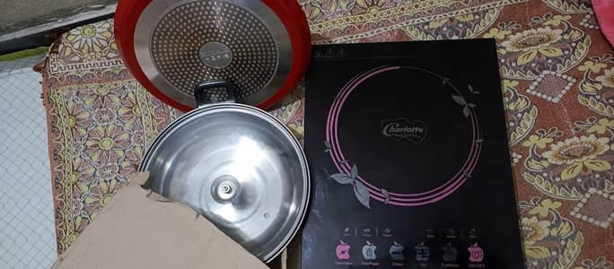electric stove with iron tawa and wok
