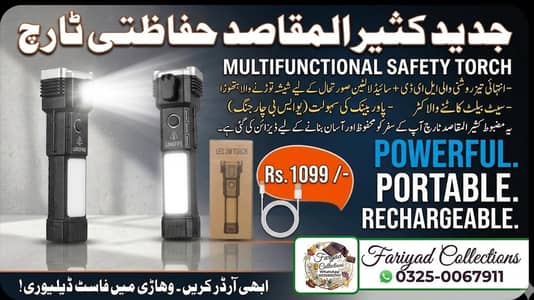 Multifunctional Safety Torch for Cars & Home - 5-in-1 Emergency Tool