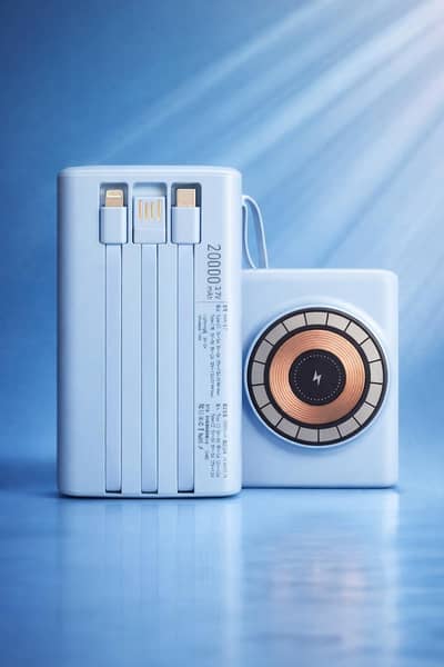 20,000 mah Smart Power Bank | Built in cables + wireless charging