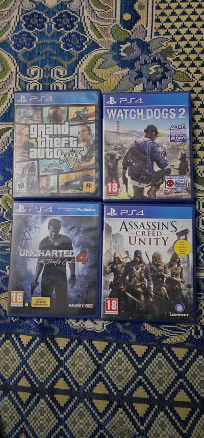 Ps4 games - gta 5, uncharted 4, ac unity, watch dogs 2