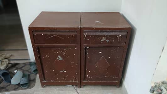 Heavy Metal Bedside Cabinets / Side Tables (Set of 2) Iron Stands also