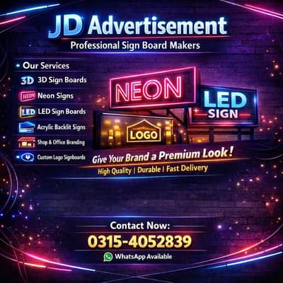 3D Signs board/ Flex Printing / Neon Signs/LED Signs board