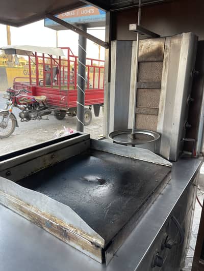 Shawarma and Burger Counter with fryer