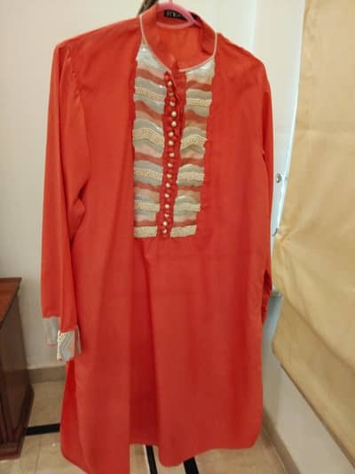 Red Kurti with Pearl & Embroidery Work | Perfect for Events | Like New