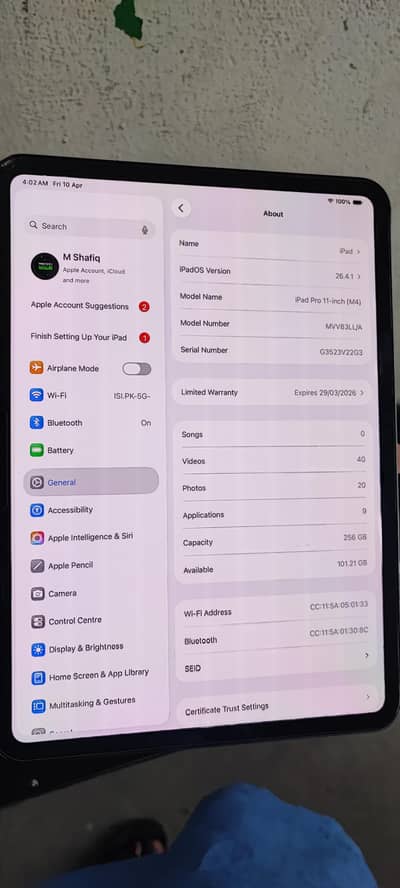 iPad Pro M4 PUBG 120FPS 256gb