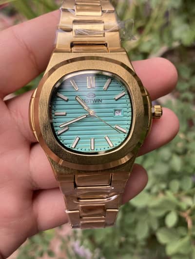 Bestwin BW Luxury Gold Stainless Steel Watch – Green Dial