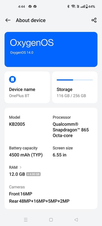 OnePlus 8t 12ram 256rom approved single sim