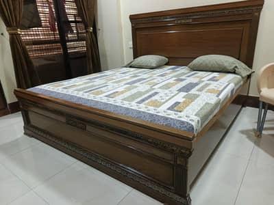 Solid Wood Double Bed with Siders and Matress