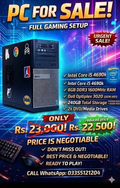 Budget gaming pc urgent sale Combo PC and monitor