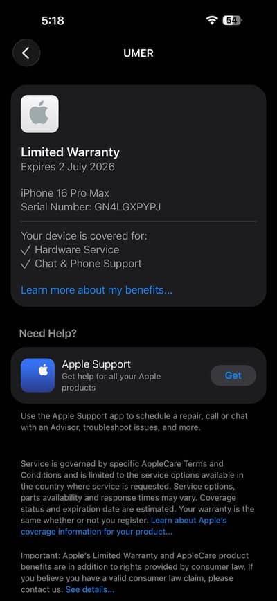 iPhone 16 pro Max JV with box in warranty