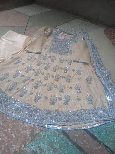 Graceful skin/ silver nikah outfit almost new