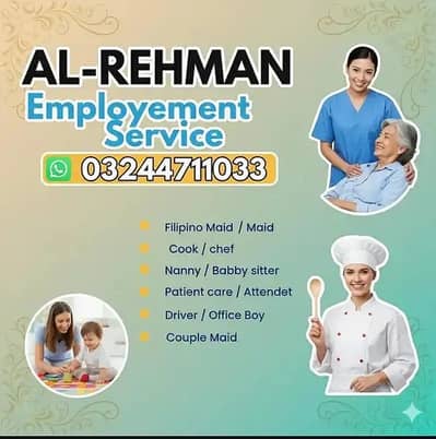 Maids / House Maids / cook / Nanny , chef / Baby Sitter maid availabl