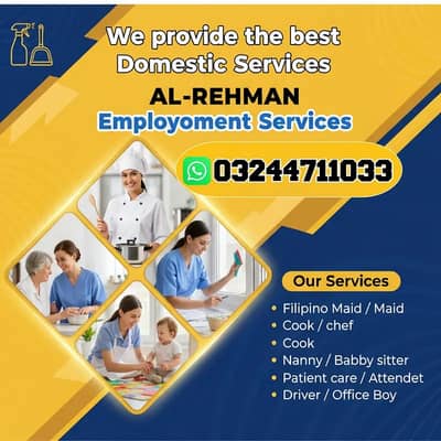 Maids / House Maids / cook / Nanny , chef / Baby Sitter maid availabl