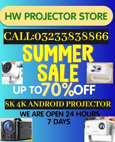 SUMMER SALE 70%  FULL HD 4K 8K ANDROID  MULIYMEDIA BRAND 1 PROJECTOR