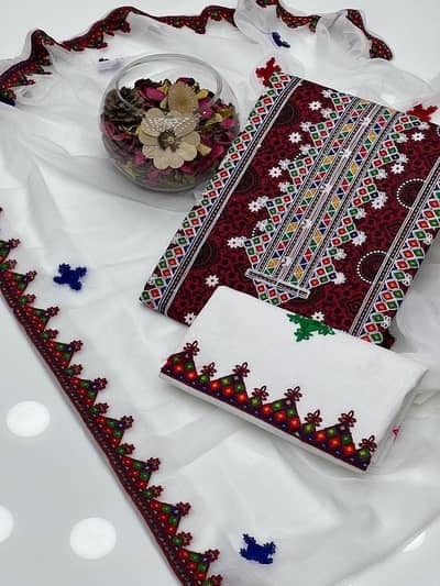 women cotton embroidered suit