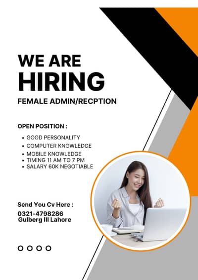 BEAUTIFUL FEMALE AS RECEPTION/OFFICE ASSISTANT