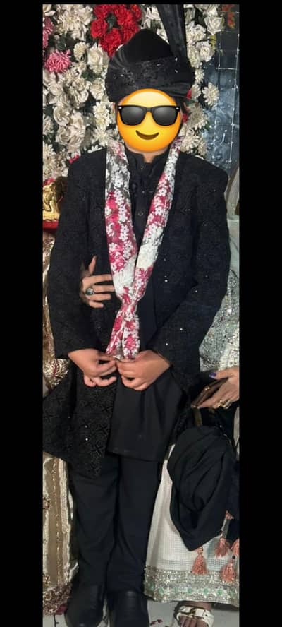 Black Sherwani with Qulla