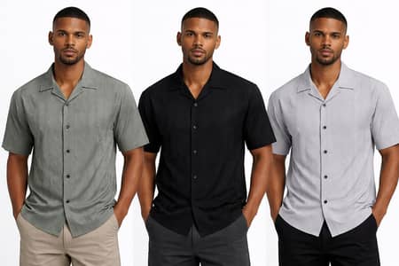 Men’s Textured Short Sleeve Shirt – Modern Classic Fit