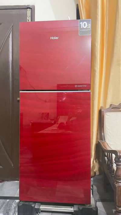 Haier HRF-246EPRA Red Glass Inverter Fridge 216L – Almost New