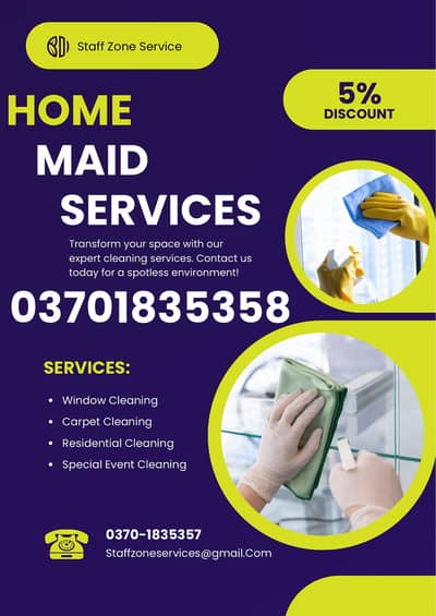 Maid, Helper, Babysitter, Cook, Driver, Nursing Staff Available