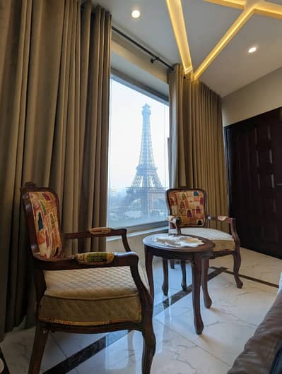 Furnished 1 Bed Apartment Available Near Eiffel Tower for Rent in Bahria Town Lahore.