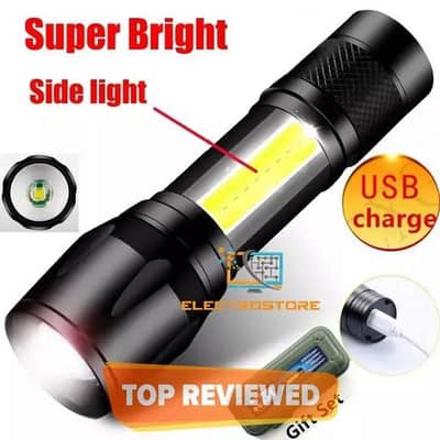 Super Bright USB Rechargeable Plastic Flashlight 3622925