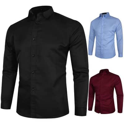 Men slim fit long sleeve business shirts multicolour plus size