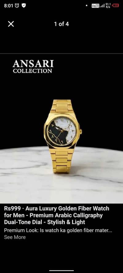 Aura Luxury Golden Fiber watch for men with premium look