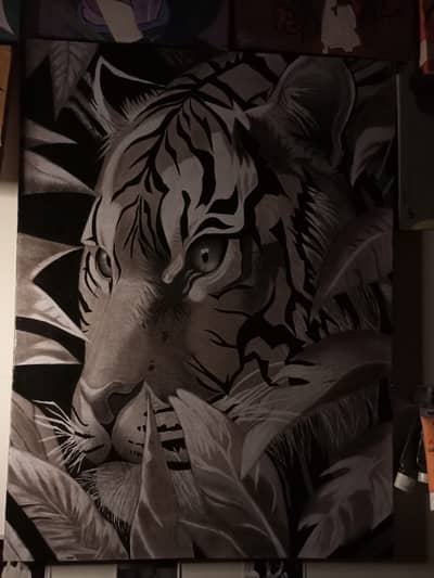 Charcoal tiger painting
